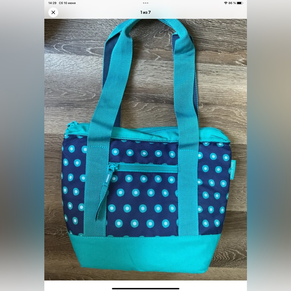 Arctic Zone Insulated Tote Bag Capacity  Blue Polkadot 9in*13in.